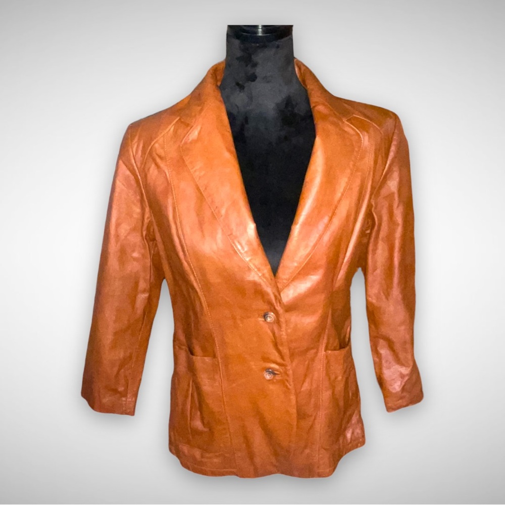 VINTAGE | 70s Wilson's Leather caramel single breasted blazer jacket - Picture 1 of 15